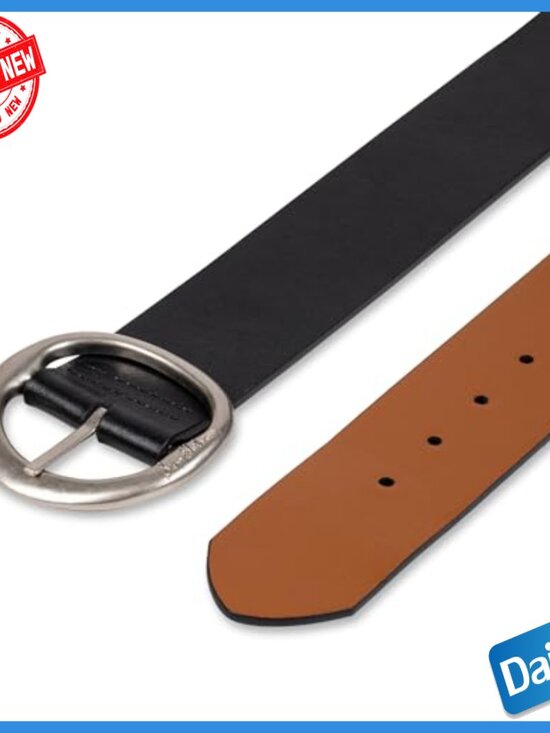 Reversible Leather Belt with Statement Buckle, Size Small main image 5